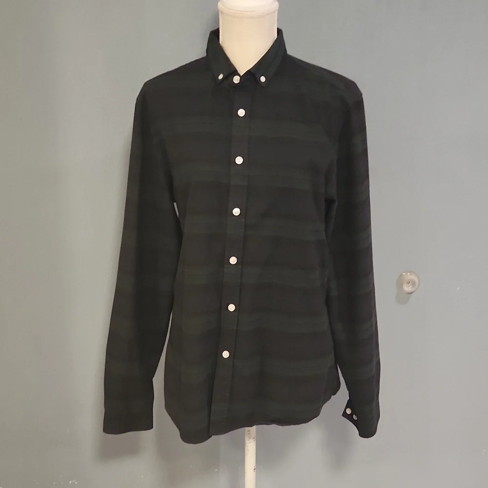 Asos muted striped plaid long sleeve button-down shirt blouse Preppy Academia